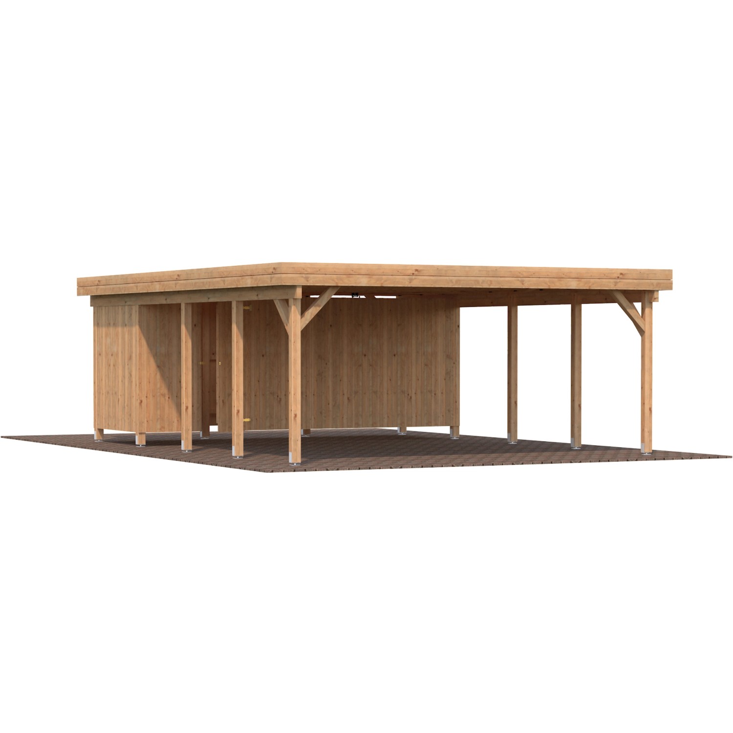 Palmako Anbauschuppen aus Holz für Carport Karl, braun tauchgrundiert.