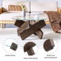 okwish Couchtisch mit Glasplatte und Kreuzgestell für Wohnzimmer 79x79x45 cm Braun_6
