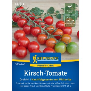 Kiepenkerl Kirschtomate Crokini: Rote, süße Tomaten an der Rispe, Gemüsesamen für Garten und Gewächshaus.
