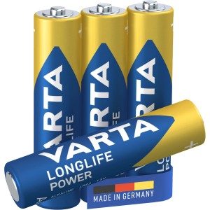Varta Longlife Power AAA Batterien, 4er-Pack. Micro LR03 MN2400, gelb-blau.