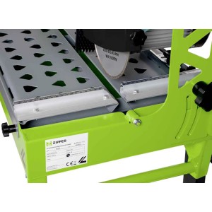 Zipper Fliesenschneidmaschine ZI-FS200-720 grün-silber. Diamantscheibe und Schneidetisch mit Messskala.