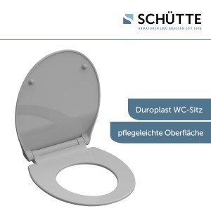 Schütte WC-Sitz Slim Grey aus Duroplast mit Absenkautomatik und Schnellverschluss.