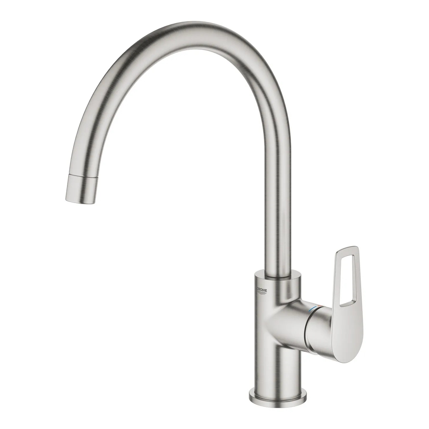 Grohe QuickFix Spültischarmatur Start Loop in Supersteel mit hohem Auslauf.