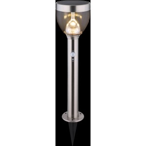 Globo LED-Solar-Wegeleuchte mit Erdspieß, Bewegungsmelder, Edelstahl, 55 cm.