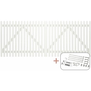 Doppeltor Skagen Lux, Nadelholz weiß, 300x120cm, inkl. Beschläge für Gartenzaun