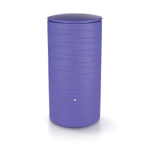 ARVES Regentonne Novara 280 l Lavender: Zylindrische, lila Tonne mit Deckel und horizontalen Rillen.