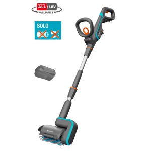 Gardena Akku-Multi-Reiniger AquaBrush Patio, Akku-Kehrmaschine für Terrassen und Holzdecks.