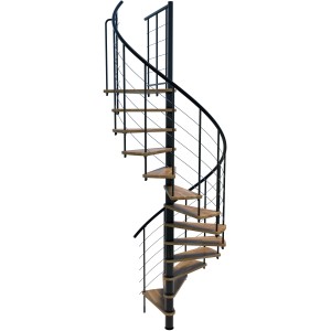 Schwarze Minka Spindeltreppe Venezia Smart aus Eiche, Durchmesser 160 cm.