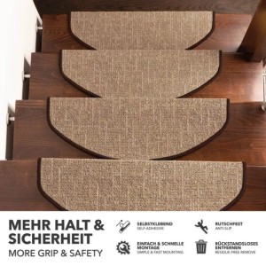 KARAT Stufenmatte Alto Selbstklebend Braun Halbrund 23,5 x 65 cm