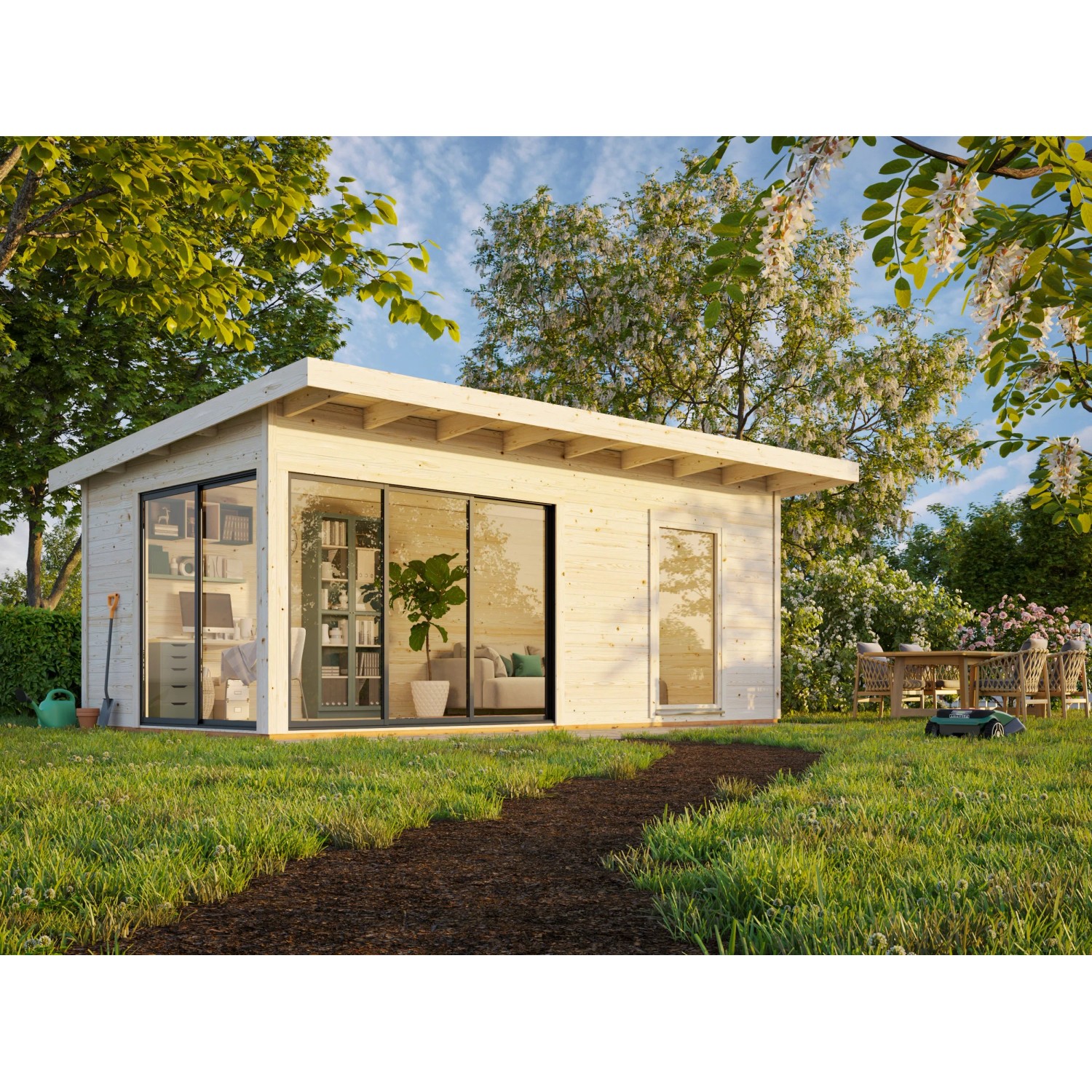 Palmako Gartenhaus Andrea Slide 595 x 300 cm Weiß-Anthrazit FSC® kaufen ...
