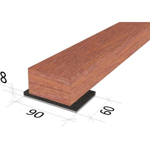 GS Terrassen Gummipad (48 Stk.) unter Holzbalken, 8x60x90 mm, mit Alukaschierung für Terrassendielen.