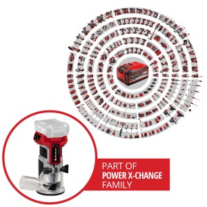 Einhell Akku-Kantenfräse TP-ET 18 Li BL-Solo, Teil der Power X-Change Familie.