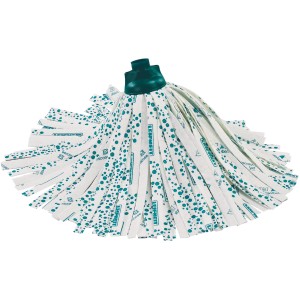 Leifheit Wischmop Classic Ersatzkopf Viskose, weiß mit grünen Akzenten.