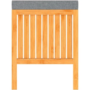 Eisl Wäschesammler aus Bambus mit grauem Sitzkissen und Deckel.