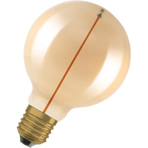 Osram LED-Leuchtmittel E27 in Globeform, 2,2W, warmweißes Licht für dekorative Beleuchtung.