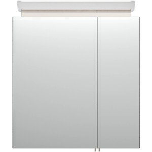 Posseik Spiegelschrank in Beton-Optik, 60 cm breit, mit Softclose und Aufsatzleuchte.