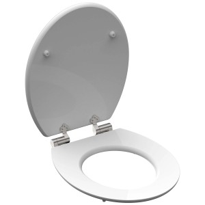 Offener, weißer Schütte WC-Sitz Blue Wood mit Absenkautomatik, MDF High Gloss.