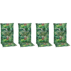 4er-Set Beo Hochlehner-Sitzauflagen Tegernsee mit Kaktuslandschaft-Design für Gartenstühle.