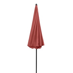 Geschlossener, terra-farbener Doppler Balkonschirm Sunline Ø 200 cm mit Schieber.
