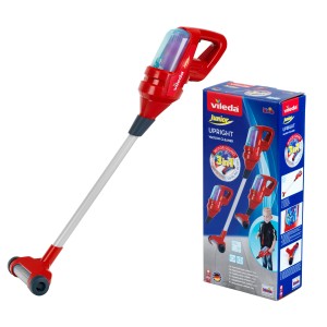 Roter Vileda Kinder-Staubsauger Upright 3 in 1 mit Verpackung. Spielzeug für Kinder.