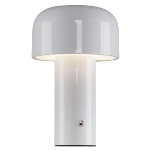 Weiße LED-Akku-Tischleuchte Agnes von Just Light, 21,6 cm hoch, für den Innen- und Außenbereich.