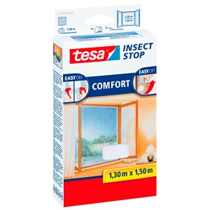 Verpackung Tesa Fliegengitter Fenster Comfort, 150x130cm, mit Klettband, weiß.