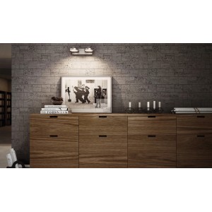 Philips LED-Spot Spur, 2-flammig, Chrom matt, an grauer Wand über Kommode.