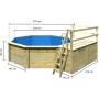Karibu Holzpool Set mit Sonnenterrasse, Leiter und Filteranlage. Kesseldruckimprägniertes Holz.