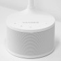 Weiße Vasner LED Schreibtischleuchte Lumbeat mit Bluetooth Lautsprecher und Touch-Bedienfeld.