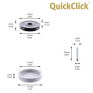 Wagner QuickClick Gleitaufsatz Set, 12-teilig, Hyper Slim, Ø 17mm, schwarz-grau, mit Schrauben.