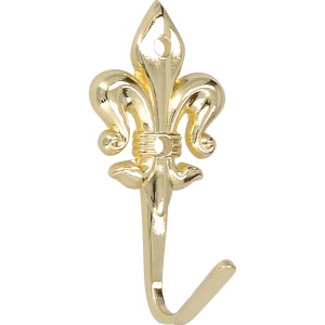 Messingfarbener Siro Zierhaken 579 im Lilien-Design, glänzend für Garderobe oder als Schlüsselhaken.