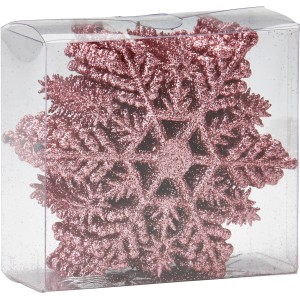 Schneeflocken-Set, 12-teilig, pink, glitzernd, für weihnachtliche Baumdeko.