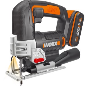 Worx Akku-Stichsäge WX543 mit 20V Akku, ideal für präzise Schnitte in Holz und mehr.