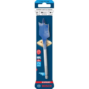 Bosch Flachfräsbohrer Expert Self Cut Speed, 25 mm, blau-silber, für schnelles Bohren.