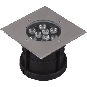 Quadratischer Trio LED-Bodeneinbaustrahler Belaja, Nickel matt, für den Außenbereich.