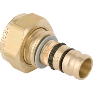 Geberit Mepla Übergang mit Überwurfmutter, 16 mm x 3/4 Zoll, aus Messing für Pressfittings.