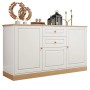 okwish Sideboard mit 3 Türen Doppelschubladen Wohnzimmer 135.5x76x39cm Weiß_9