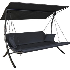 Angerer Hollywoodschaukel Luxus Zip Anthrazit mit Sonnendach und bequemen Auflagen.