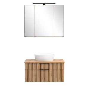 Held Möbel Waschtisch-Set Keramikbecken Weiß 200 x 80 x 47 cm Eiche 2-tlg.