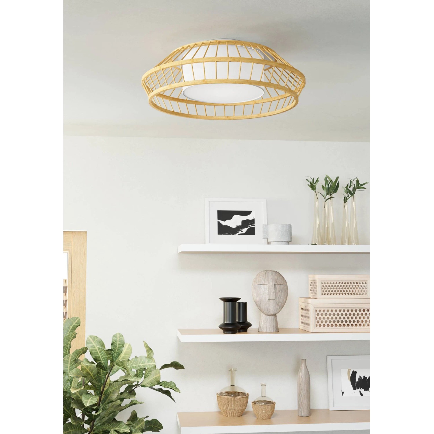 Eglo LED-Deckenleuchte Yuku-Z Bambus Natur  47 cm Wei kaufen bei OBI