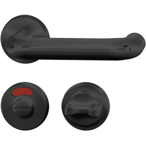 Alpertec Wanda Rosetten-Garnitur für Bad/WC-Türen, Nylon schwarz.