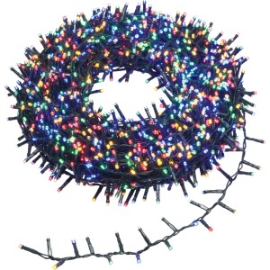 OBI LED Lichterkette mit 2000 bunten LEDs, aufgerollt. Mehrfarbige Außenbeleuchtung für Garten, Terrasse & Feste.