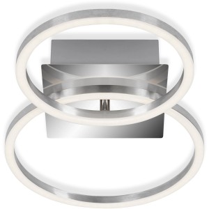 Moderne Briloner LED Deckenleuchte in Chrom-Alu Optik mit zwei drehbaren Ringen.