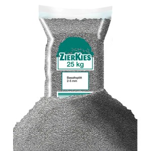 Sack Basaltsplitt Anthrazit 2-5 mm, 25 kg Zierkies für Garten & Hof.