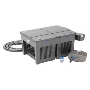 Oase BioSmart Set 24000: Durchlauffilter-Set für Teiche bis 24 m³, mit Pumpe, UVC-Klärer und Schlauch.