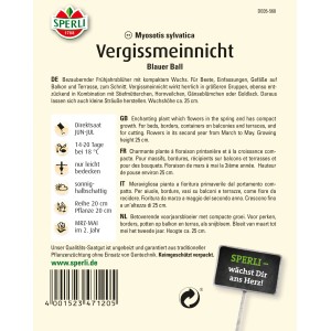 Samenpackung Sperli Vergissmeinnicht Blauer Ball. Blaue Blüten für Beet, Balkon und Terrasse.