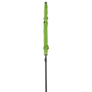 Zusammengefalteter, grüner Doppler Strandschirm Windprofi Neo 200 mit schwarzem Gestell.