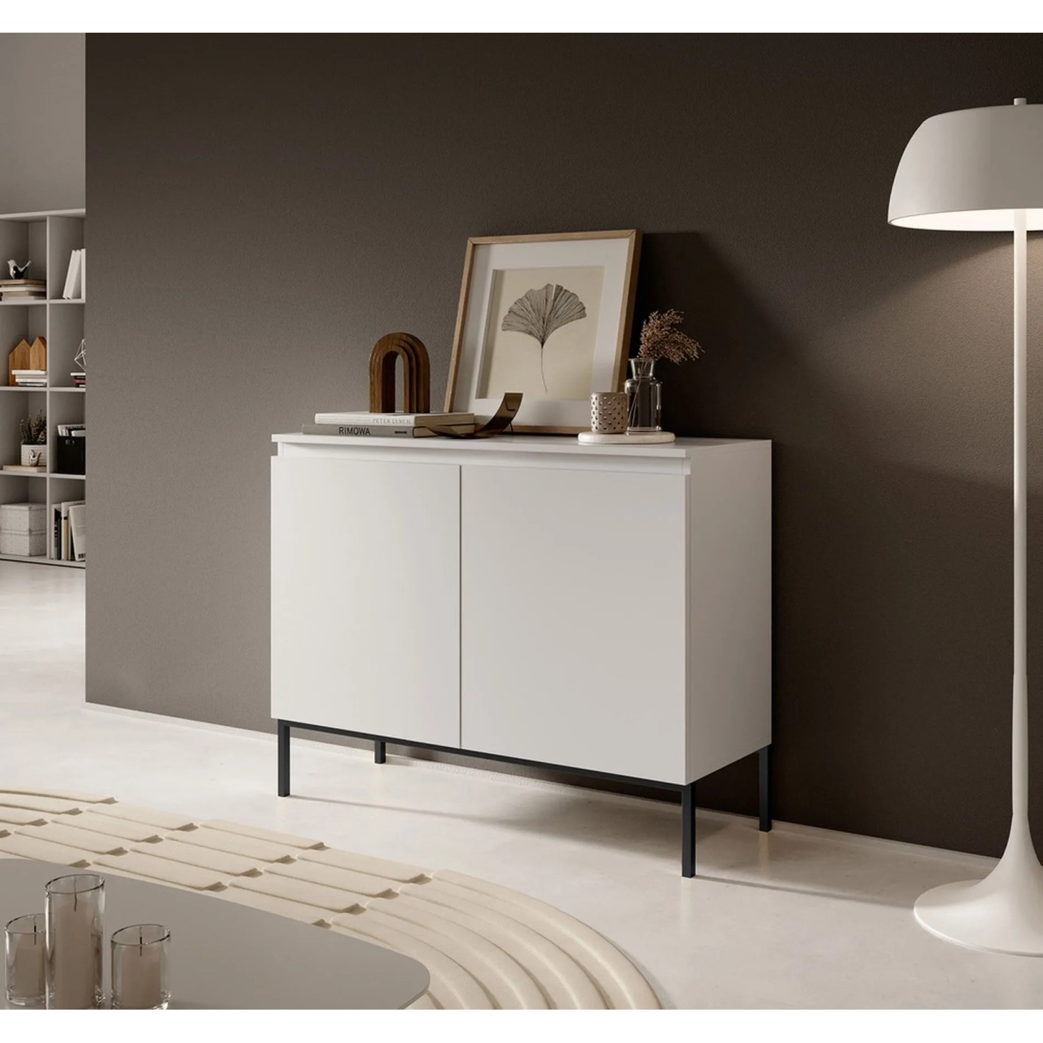 Selsey Sideboard Bemmi 100 cm Weiß mit Schwarzen Beinen_3