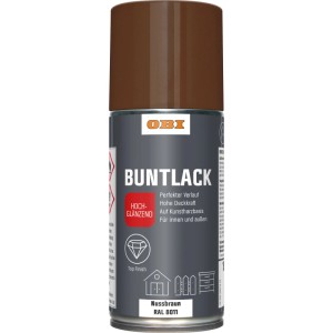 OBI Buntlack Spray Nussbraun, hochglänzend, 150ml Dose.