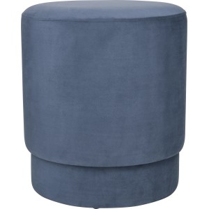 Blauer Sitzhocker Dark Wonder, Ø 40 cm, Höhe 45 cm, Samtoptik.